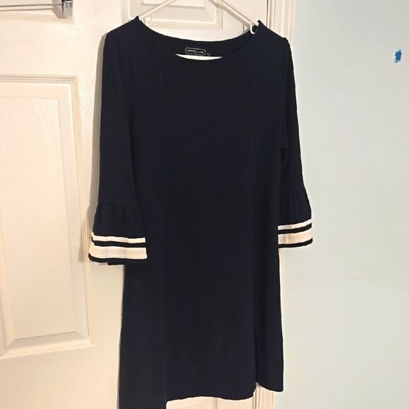Duffield lane Blue Sheath Dress with Bell Sleeves - Picture 1 of 7